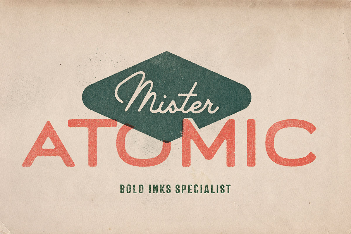 Misteratomic Offset printing retro posters Bold Inks vintage typography